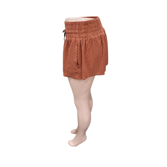 ZARA Faux Vegan Suede Lasercut Elastic Drawstring Pull On Shorts Size Small - Picture 3 of 10